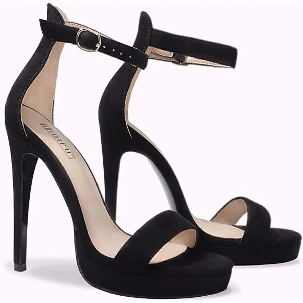 IDIFU Blue Suede NEW Stiletto High Heel size 9 Sandals Open toe Ankle Strap - Picture 3 of 11